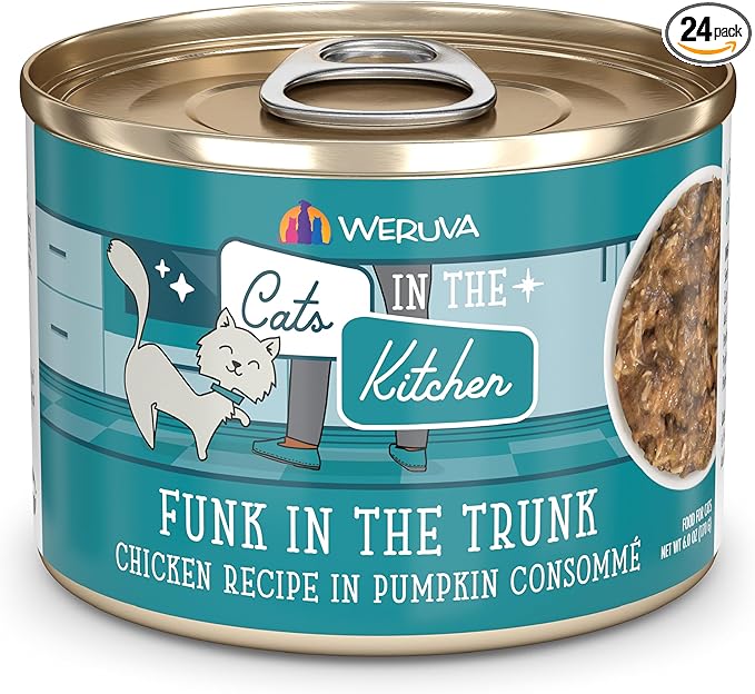 Weruva Cats in The Kitchen, Funk in The Trunk with Chicken in Pumpkin Consomme Cat Food, 6oz Can (Pack of 24)
