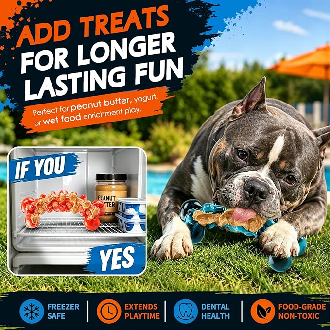 WOWBALA Dog Toys for Aggressive Chewers - Build for Aggressive Chewers for Long Lasting Fun, Non-splintering, Teeth Cleaning Indestructible Dog Chew Toys for Medium & Large Dogs, 2 Pack