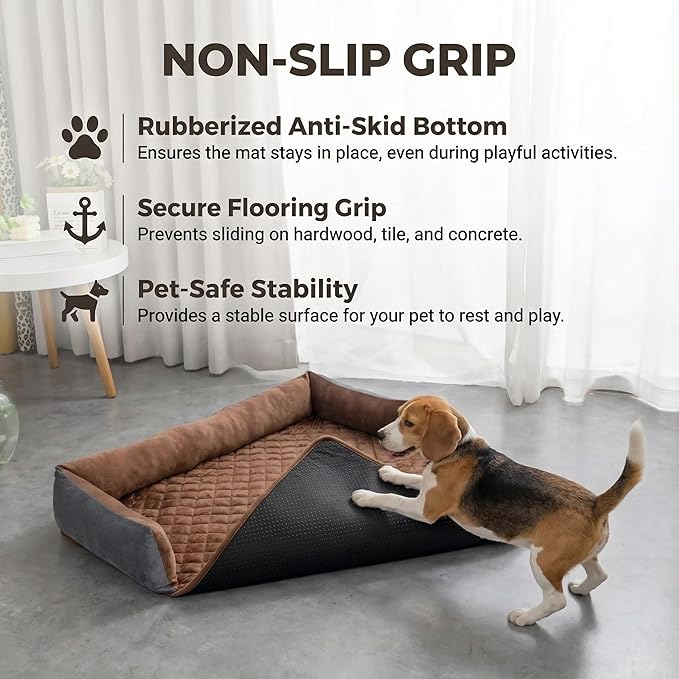 Calming Dog Bed for Couch,Durable Suede Dog Couch Cover,Removable Washable Pet Bed for Couch,Couch Protector for Small,Medium Dogs and Cats (Brown, 36 x 36 inch)