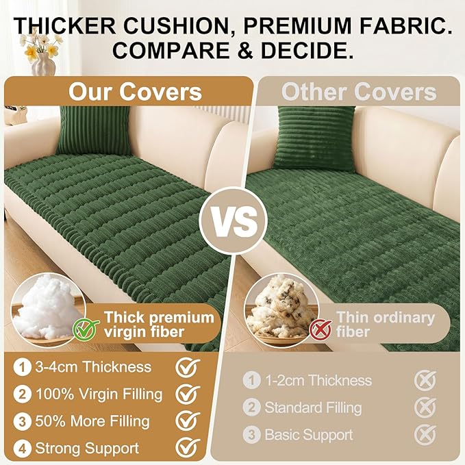 Smiry Couch Cover for Dogs, Non Slip Washable Sofa Protector for Pets, Soft Furniture Cover for Pet, Stylish Sofa Covers, Cozy Protect Against Fur, Dirt & Everyday Messes (Dark Green, 35.4" x 70.9")