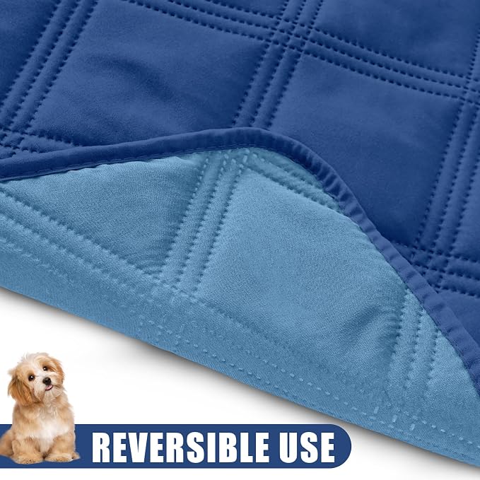 Smiry Waterproof Dog Bed Cover Blanket 30x82, Soft Reversible Pet Blanket, Washable Leakproof Cats Dogs Couch Cover for Sofa, Couch, Furniture, Lattice, Navy/Blue