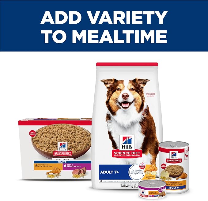 Hill's Science Diet Adult 7+ Wet Dog Food Variety Pack, Chicken & Beef, 13 oz. Cans, 12-Pack