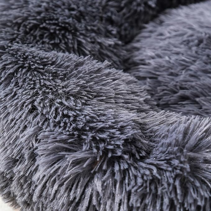 Calming Donut Cat Bed Dog Bed Round Plush Pet Bed Fluffy Rabbit Cave Warm Dog Couch Non Slip Bottom for Pets Furniture Up to 5KG