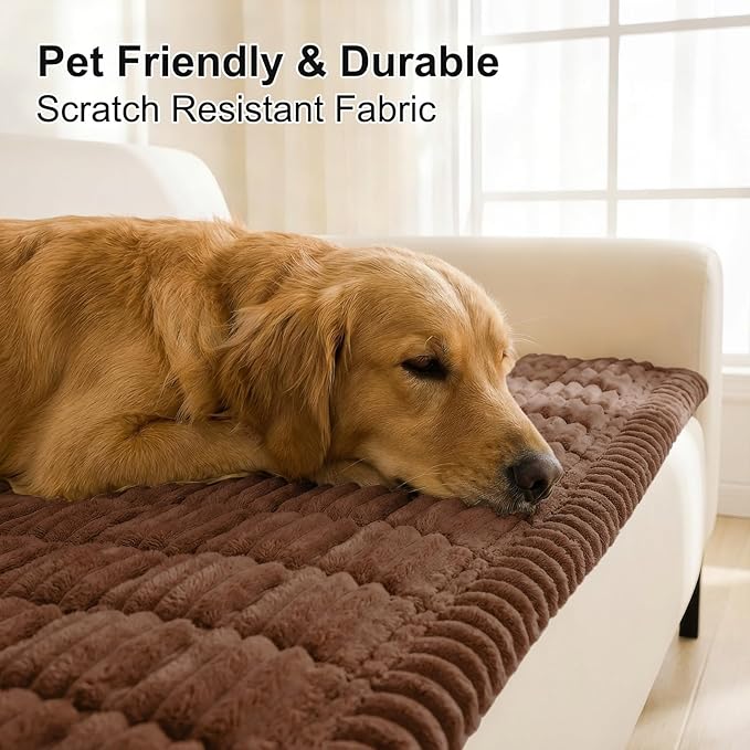 Smiry Couch Cover for Dogs, Non Slip Washable Sofa Protector for Pets, Soft Furniture Cover for Pet, Stylish Sofa Covers, Cozy Protect Against Fur, Dirt & Everyday Messes (Brown, 35.4" x 35.4")