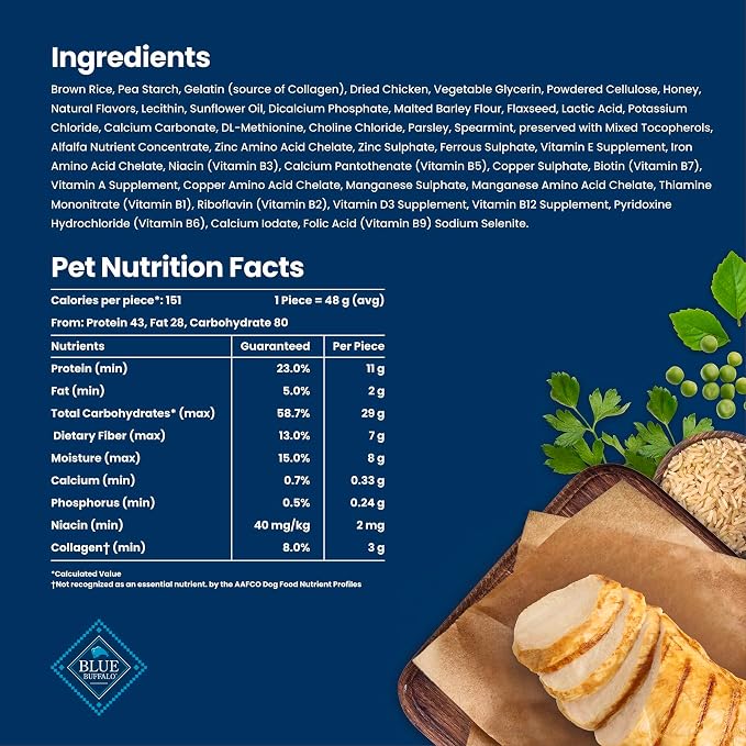 Blue Buffalo Large Dental Chews Bundle, Natural Dog Treats Enhanced with Vitamins, Minerals, and Other Nutrients, Four 22 oz. Bags