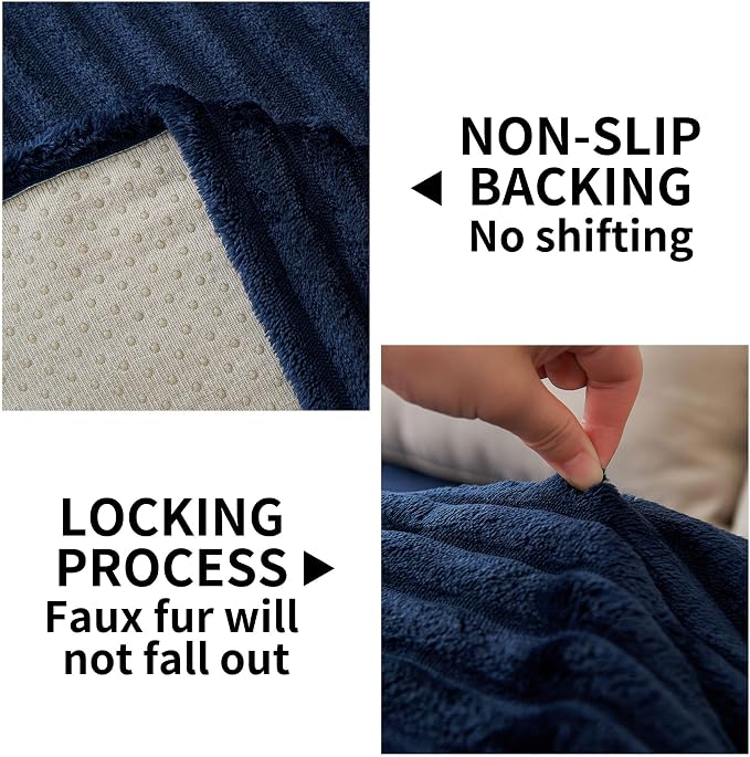 HAOMAIJIA Waterproof Couch Cover for Dogs Washable,Faux Fur Pet Couch Covers for Sofa,Soft Dog Bed Cover Non-Slip Couch Covers for 3 Cushion Couch Sofa Pet Friendly (Navy Blue, 35" x 47" 1 Pack)