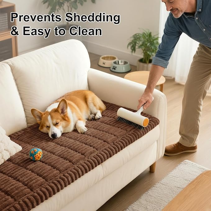 Smiry Couch Cover for Dogs, Non Slip Washable Sofa Protector for Pets, Soft Furniture Cover for Pet, Stylish Sofa Covers, Cozy Protect Against Fur, Dirt & Everyday Messes (Brown, 35.4" x 70.9")