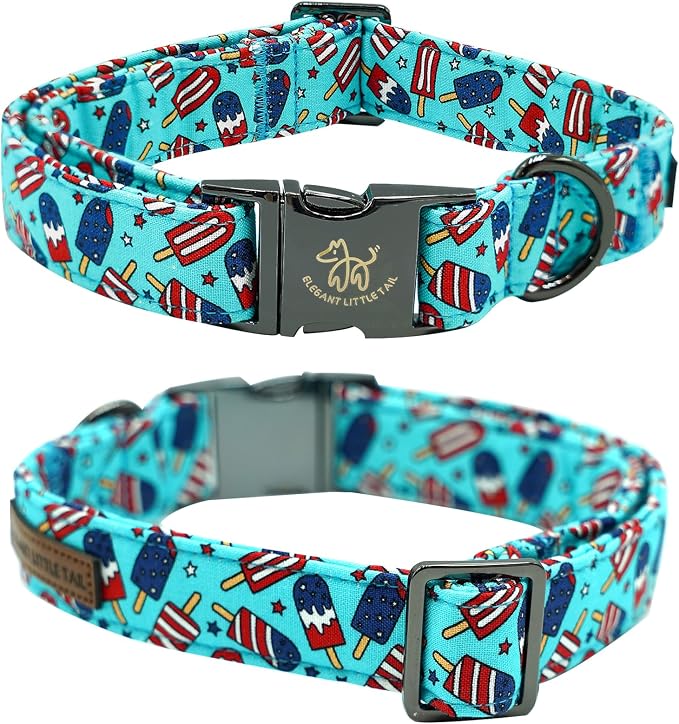 Elegant little tail Independence Dog Collar, Holiday Pet Collars with Bow Durable Patriotic Pet Collars Adjustable Dog Collar for Large Dogs