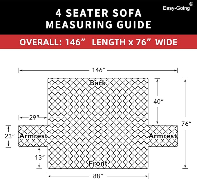 Easy-Going 4 Seater Sofa Slipcover Reversible Sofa Cover Water Resistant Couch Cover with Foam Sticks Elastic Straps Furniture Protector for Pets Children Dog Cat (XX-Large, Greyish Green/Beige)