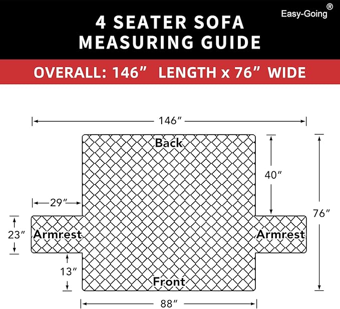 Easy-Going 4 Seater Sofa Slipcover Reversible Sofa Cover Water Resistant Couch Cover with Foam Sticks Elastic Straps Furniture Protector for Pets Children Dog Cat (XX-Large, Navy/Navy)