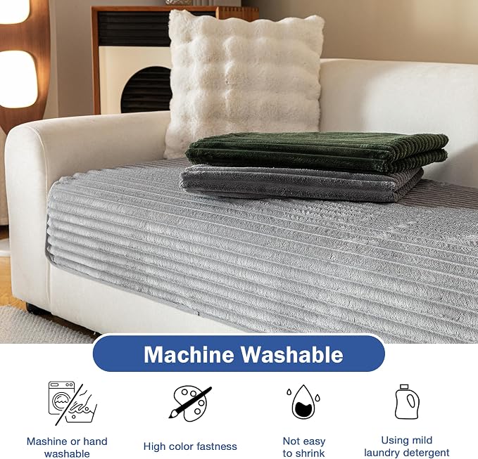 MYSKY HOME 100% Waterproof Couch Cover for Sectional Sofa, Couch Covers for Dogs Washable, Non Slip 2 PCS Sofa Slipcover, L Shape Sofa Cover Furniture Cover for Pet, Light Grey, 35"x70.9"+35"x70.9"