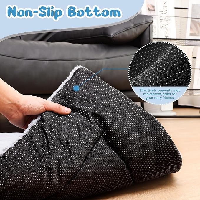 Dog Crate Pad for Small to Medium Dogs, 30 x 20 Inch Plush Kennel Mat, Washable, Anti-Slip, Fits Wire or Metal Crates, Travel, Home & Training, Dark Grey