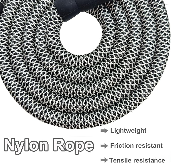 MayPaw 6ft Heavy Duty Rope Dog Leash, Soft Padded Handle Nylon Pet Leash, Thick Walking Lead Leashes for Large Medium Dogs (Black White, 1/2" * 6')