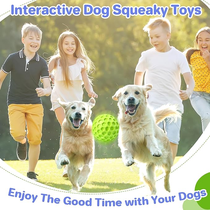 DISSKNIC Indestructible Squeaky Dog Balls, Interactive Dog Toys for Aggressive Chewers Large Breed for Relieving Anxiety, Dog Chew Toys Balls for Aggressive Chewers, Outdoor Dog Toys Dog Water Toys
