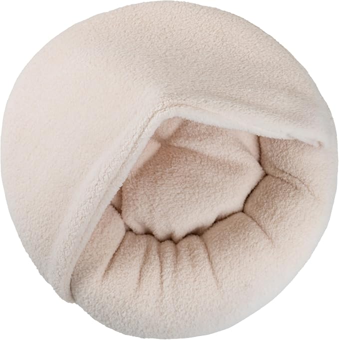 Mon Chateau Nestled Boucle Hooded Pet Bed, Plush Cat or Dog Bed with Hooded Cover, Waterproof and Machine Washable with Anti-Skid Bottom, Designed for Comfort and Safety, Cloud White