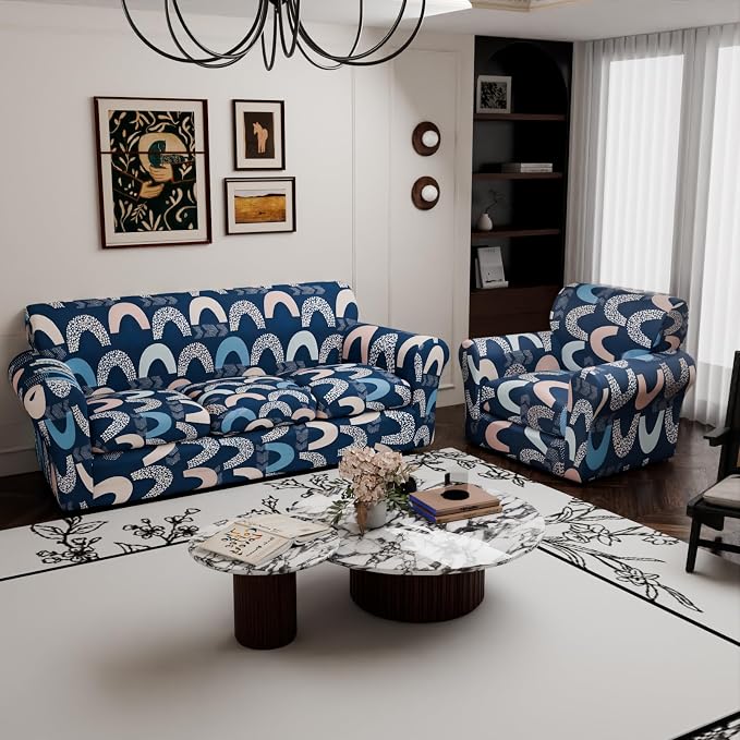 Stretch Couch Covers for 3 Separate Cushion Couch Sofa,Floral Printed Couch Sofa Cover,Washable Sofa Slipcover,Pet Friendly Furniture Protector with Elastic Bottom,Universal Fit for Home(Sofa,Cover)