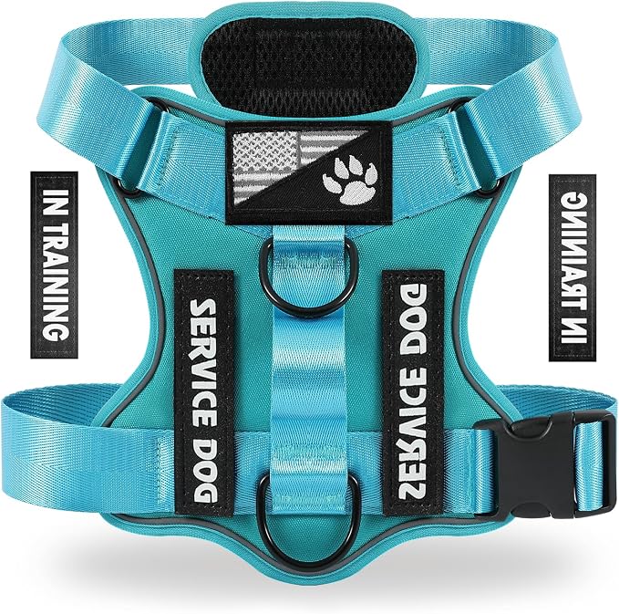 Service Dog Harness, Reflective Dog Vest Harness with 5 PCS Patches, Adjustable Soft Oxford Pet Harness, Inner Layer Mesh, Easy to Control for Small Medium Large Dogs