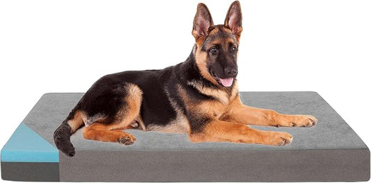 Orthopedic Memory Foam Dog Bed for Large Dogs, Cooling Dog Beds -Waterproof Pet Bed Mats for Crate with Removable Washable Cover,Ideal for Arthritic Dogs (47inch,110Lbs)