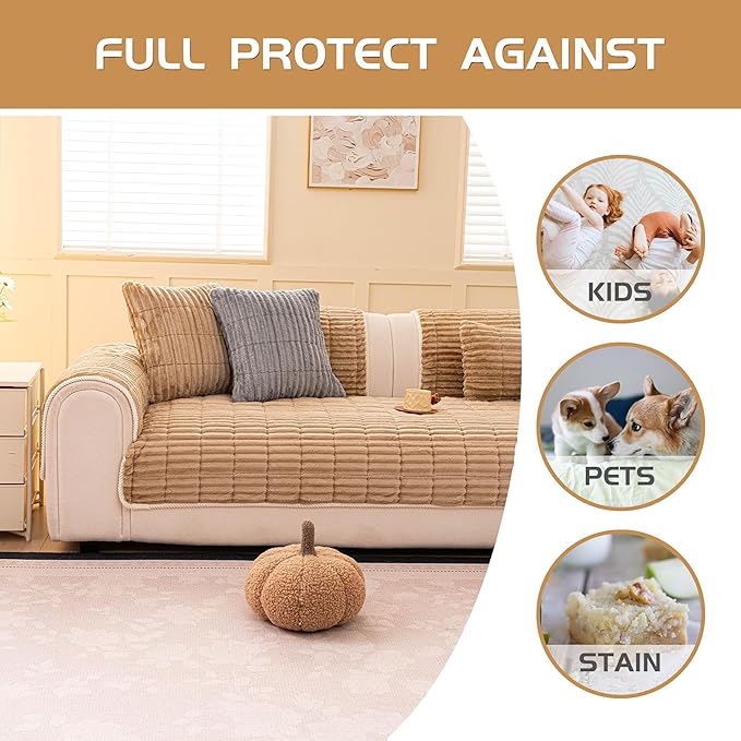 Washable Pet-Friendly Couch Covers for Dogs Fuzzy Pet Sofa Covers Dog Couch Blankets and Cushion Covers for Sofa