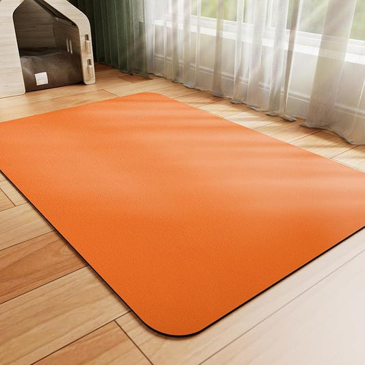 HotLive Dog Food Mat - Absorbent Cat Mat for Food and Water, No Stains Pet Feeding Bowl Mat, Easy to Clean Pet Placemats, Quick Dry Dog Water Dispenser Mat for Messy Drinkers | Orange 12"x 19"