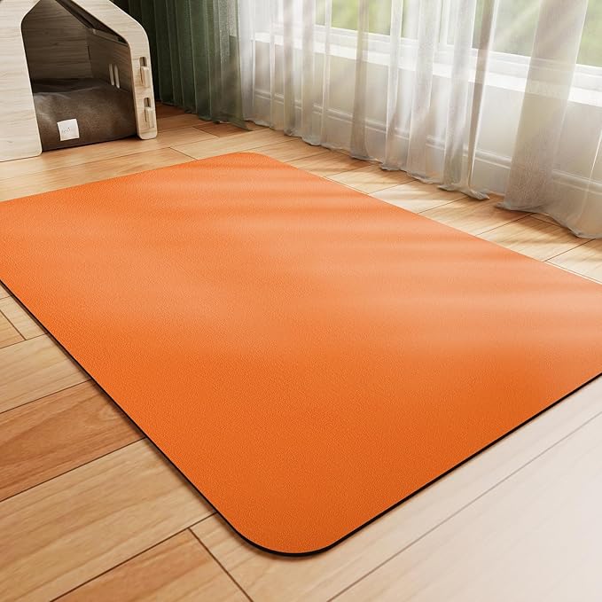 HotLive Dog Food Mat - Absorbent Cat Mat for Food and Water, No Stains Pet Feeding Bowl Mat, Easy to Clean Pet Placemats, Quick Dry Dog Water Dispenser Mat for Messy Drinkers | Orange 16"x 24"
