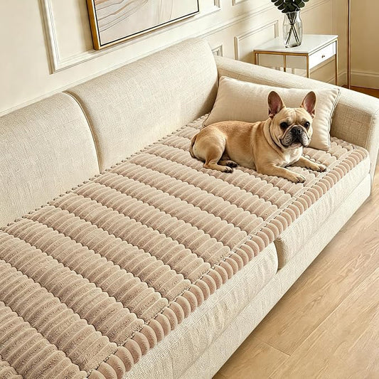 Couch Cover for Dogs Washable,Non Slip Fuzzy Durable Couch Covers for 3 Cushion Sofa Pet Friendly Sofa Cover Dog Thick Soft Slipcovers Protector Couches Mat Bed (Brown, 27.6" x 70.9"/70 x 180cm)