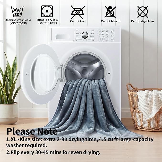 Sunheir Waterproof Blanket for King Size Bed, 108"x86" Reversible Soft Sherpa Fleece Flannel Throw, Leakproof Spill-Proof Dog Pet Blanket, Furniture & Sofa Protector, Camping, Travel, Grey