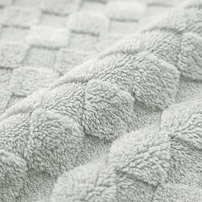 Americanflat 30x40 Jacquard Kids Throw Blanket - Soft and Breathable Mini Fleece Throw Blanket for Couch, Bed, Chair - Fleece Blankets Perfect for Home, Bedroom, or Outdoor - Checkered in Light Gray