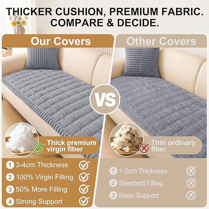 Smiry Couch Cover for Dogs, Non Slip Washable Sofa Protector for Pets, Soft Furniture Cover for Pet, Stylish Sofa Covers, Cozy Protect Against Fur, Dirt & Everyday Messes (Grey, 27.6" x 27.6")