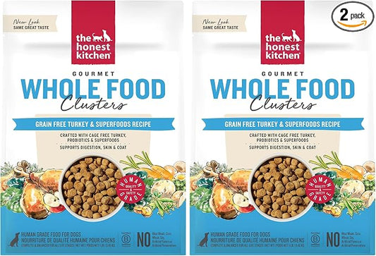 The Honest Kitchen Whole Food Clusters Grain Free Turkey Dry Dog Food, 1 lb Trial Pouch (Pack of 2)