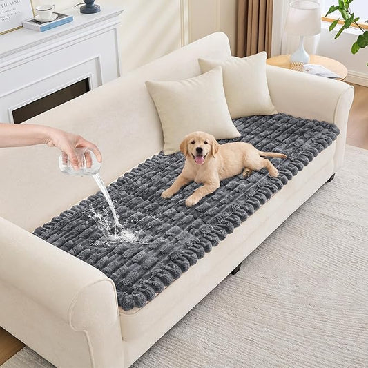 Waterproof Dog Couch Cover, Non Slip Pet Sofa Protector, Thick Fuzzy Couch Cover for Dogs, Machine Washable Furniture Protector, Scratch Resistant Pet Couch Mat(Dark Gray, 28" x 83"/70 x 210cm)