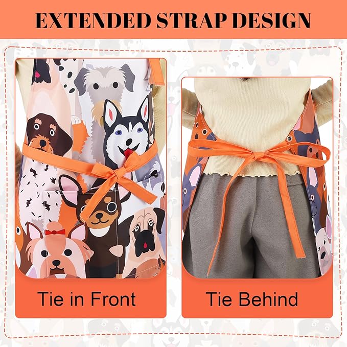 Dog Grooming Waterproof Apron with 2 Pockets, Cute Animals Puppy Dog Pets Apron