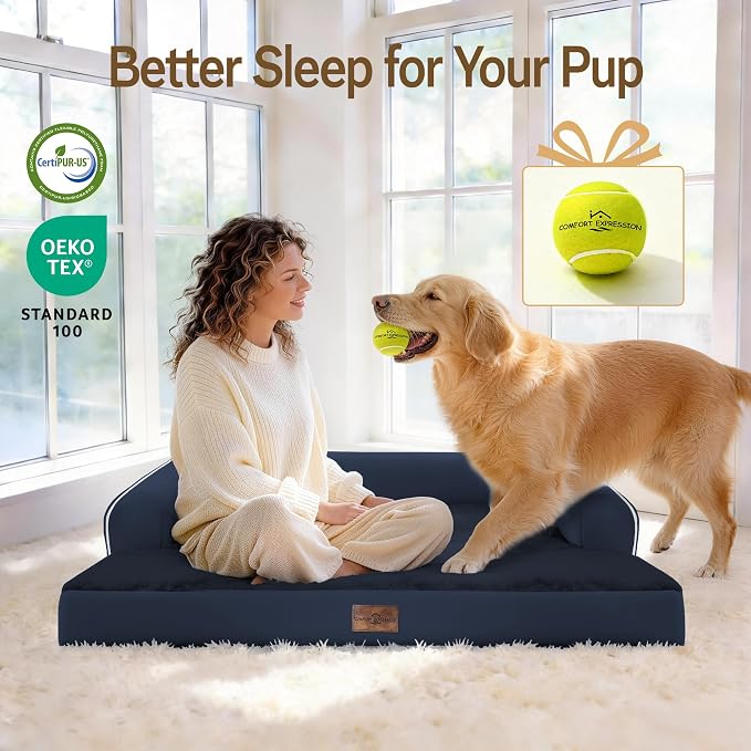 Comfort Expression Memory Foam Large Dog Bed Orthopedic -Washable Dog Beds Waterproof Pet Couch with Removable Cover, Non-Slip Pet Sofa Couch, 36 x 27