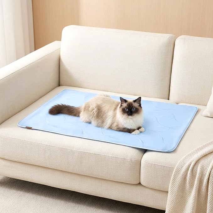 ZOMISIA Cooling Blanket for Small Dogs - Breathable Air-Core Fill Lightweight Pet Mat, Soft Cold Blanket Washable for Summer, Blue, 25"x35"