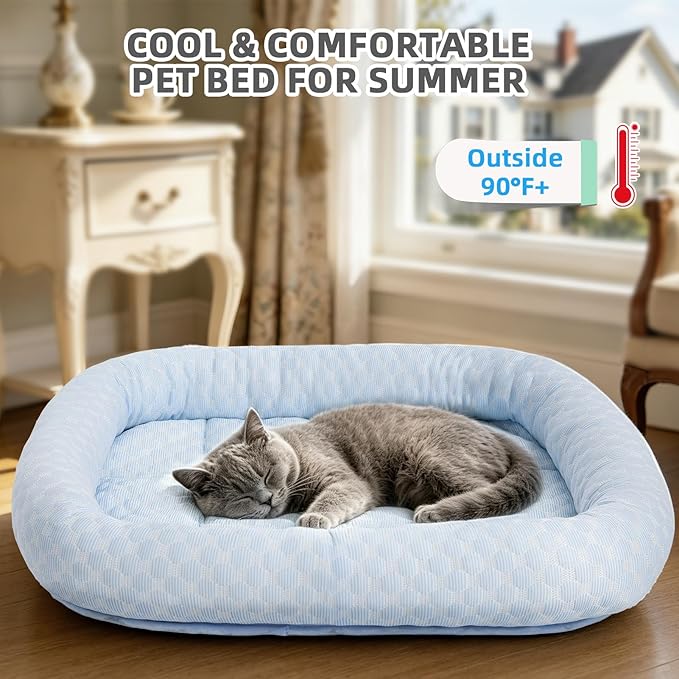 Cat Cooling Mat, Summer Cooling Pet Bed Mat for Cats or Small Dogs Puppy, 23.6"x19.7" Calming Anxiety Relief Small Dog Bed with 3D Sensory Dot,Soft & Comfortable Pet Pad with Anti-Slip Bottom