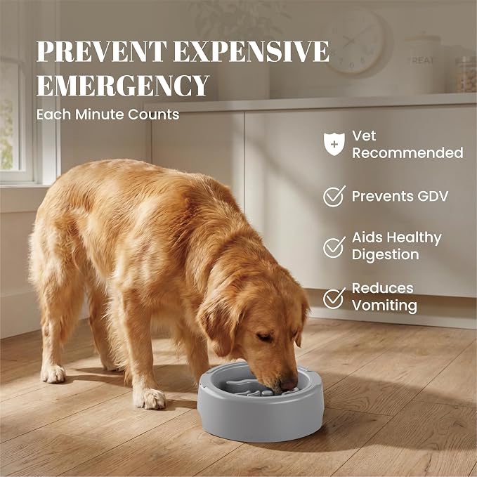AVERYDAY 3 Pack Slow Feeder Dog Bowl Set, Two Weighted Maze Insert Bowls, Anti-Slip Changeable Puzzle Feeding Bowl for Wet Dry & Raw Dog Food, Slow Eating Deep Pet Food Dish for Medium & Large Breeds