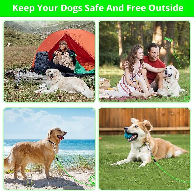 jenico Dog Tie Out Cable: 15 ft Dog Lead for Yard - Heavy Duty Chain Leash Outside for Small Large Dogs Up to 500 lbs - Outdoor Dog Runner Tether