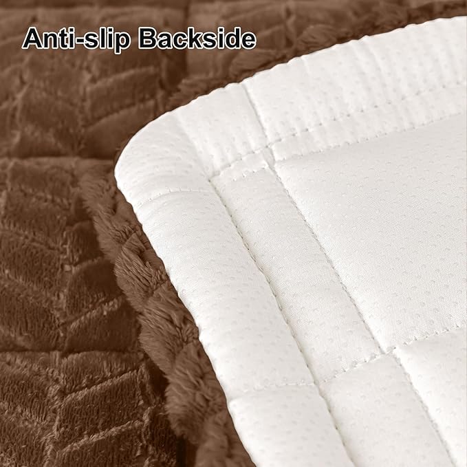 Smiry Couch Cover for Dogs, Non Slip Fuzzy Pet Sofa Covers Washable for 3 Cushion Couch, Soft Thick Furniture Protector for Cats Dogs, Against Fur, Dirt, Scratch Resistant (Brown, 27.6"x70.9")