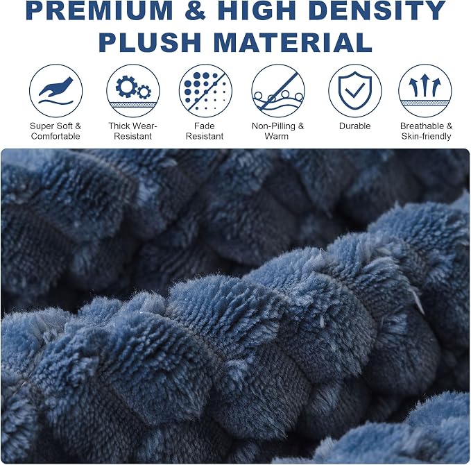 OTOB Couch Cover for Dogs Washable Non Slip Plush Sofa Covers for 3 Cushion Couch, All Seasons Fuzzy Kids Pet Friendly Sofa Slipcovers Furniture Protector Bed Mat (Blue, 27.6" x 70.9")