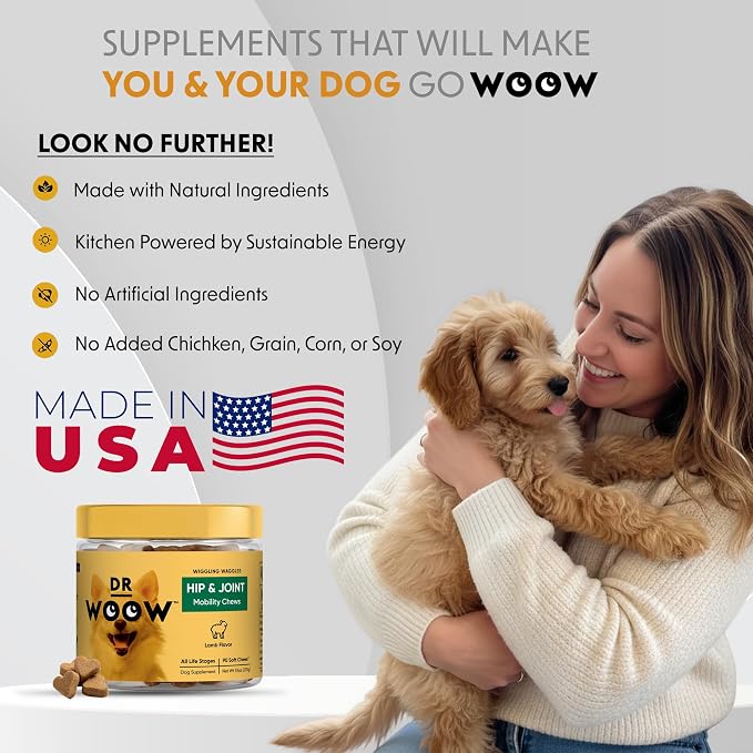 Hip & Joint Supplements for Dogs Soft Chews (90 CT) – Mobility Support + Joint Comfort & Flexibility – Glucosamine + MSM – Made in USA