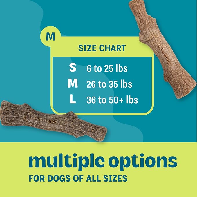 Dogwood Calming Dog Chew Toy – Real-Wood Blend, Moderate Chewers, Medium, 7.5", 2-Pack (Natural & Hemp Flavors)