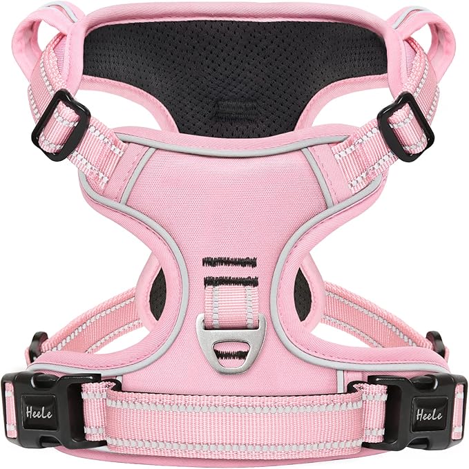 HEELE Dog Harness Dog Harness Small Dog No Pull Harness with Soft Handle Reflective Harness Adjustable, Pink, XS