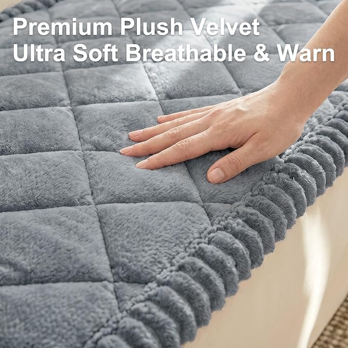 Smiry Couch Cover for Dogs, Non Slip Washable Pet Sofa Protector for Large Dogs, Cats, Fuzzy Plush Sofa Covers Backrest & Armrest, Against Fur, Dirt & Scratch Resistant, Grey, 27.6"×27.6"
