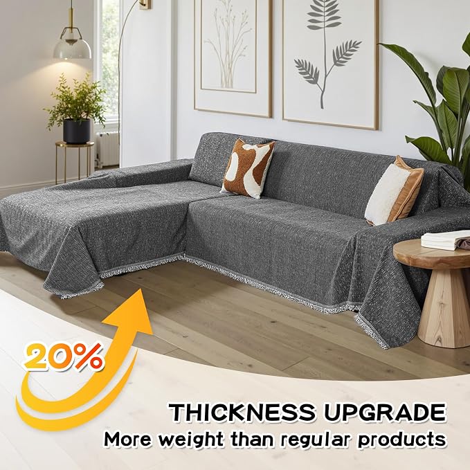 MYSKY HOME Couch Cover for Sectional Sofa, 2 Pieces Couch Covers for L Shape Sofa Cover, Furniture Protector for Pets, Kids, Sofa Slipcover for 2-3 Cushion Couch (71"x102"+71"x118", Dark Grey)