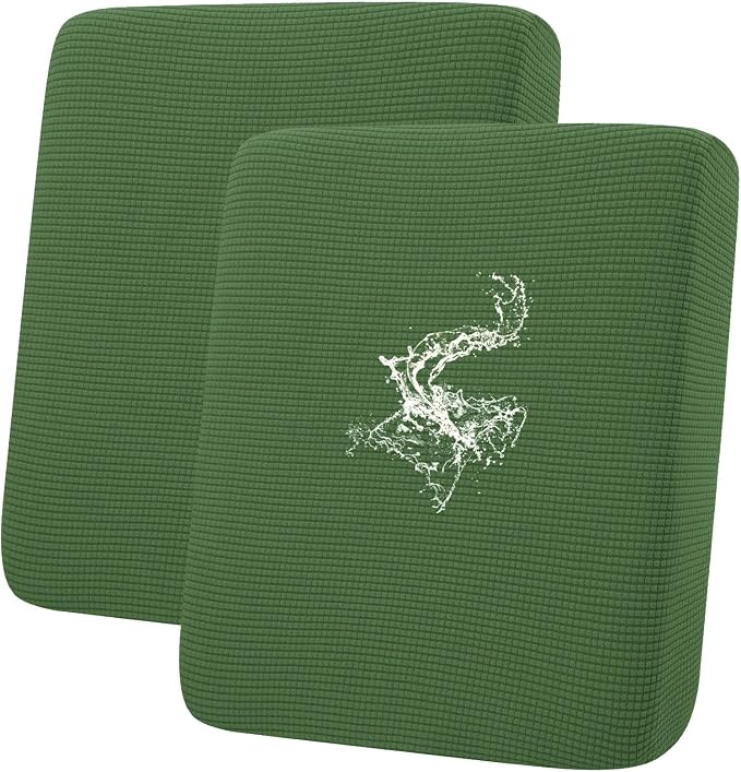 hyha Waterproof Couch Cushion Covers for Pets, Non Slip Sofa Cover for Dogs Washable, Soft Thick Stretch Jacquard Fabric, Sofa Slipcovers with Elastic Bottom (2 Pieces, Grass Green)