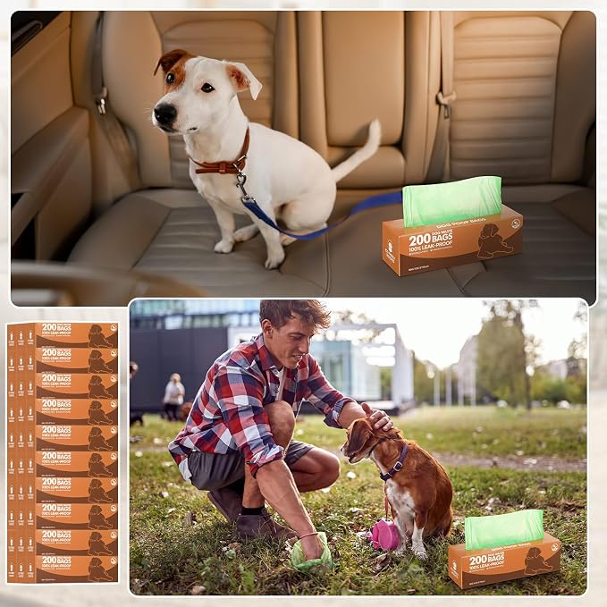 Sherr 50 Rolls Dog Waste Bags 10000 Count Dog Trash Bags Leak Proof Pet Doggie Poop Roll Waste Thick Plastic Bag for Home Park Outdoor Travel Pet Supplies(Dark Green)