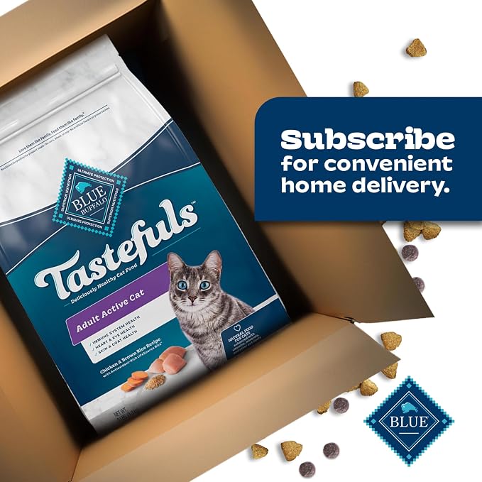 Blue Buffalo Tastefuls Natural Dry Food for Active Adult Cats, Chicken and Brown Rice Recipe, 7-lb. Bag