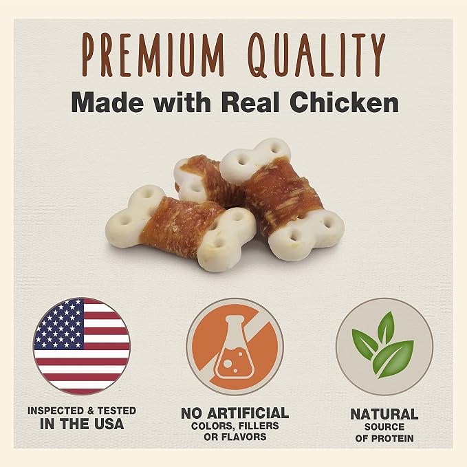 Cadet Gourmet Chicken Wrapped Biscuits Dog Treats Wraps - Healthy & Natural Chicken Wrapped Biscuits Dog Training Treats for Small & Large Breeds - Inspected & Tested in USA (14 oz.)