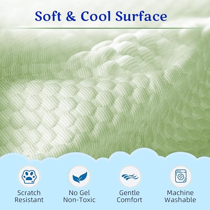 Mora Pets Dog Cooling Mat Instant Self Cooling Pad for Dogs & Cats Breathable Washable Summer Pet Cool Mat Indoor Outdoor, Puppy Cold Blanket for Floor Crate Car Travel Use Small 28'' x 22'' Green