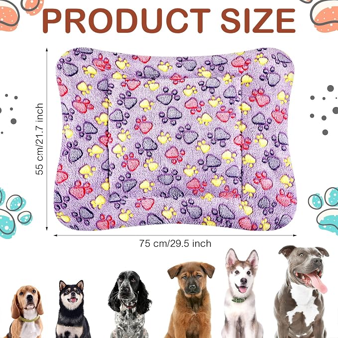 Tuanse 4 Pack Ultra Soft Dog Cat Bed Mat Small Animal Guinea Pig Bed with Cute Print Reversible Fleece Dog Crate Kennel Pad Cozy Washable Thickened Hamster Pet Beds Mat(30 x 22 Inches,Vivid Color)